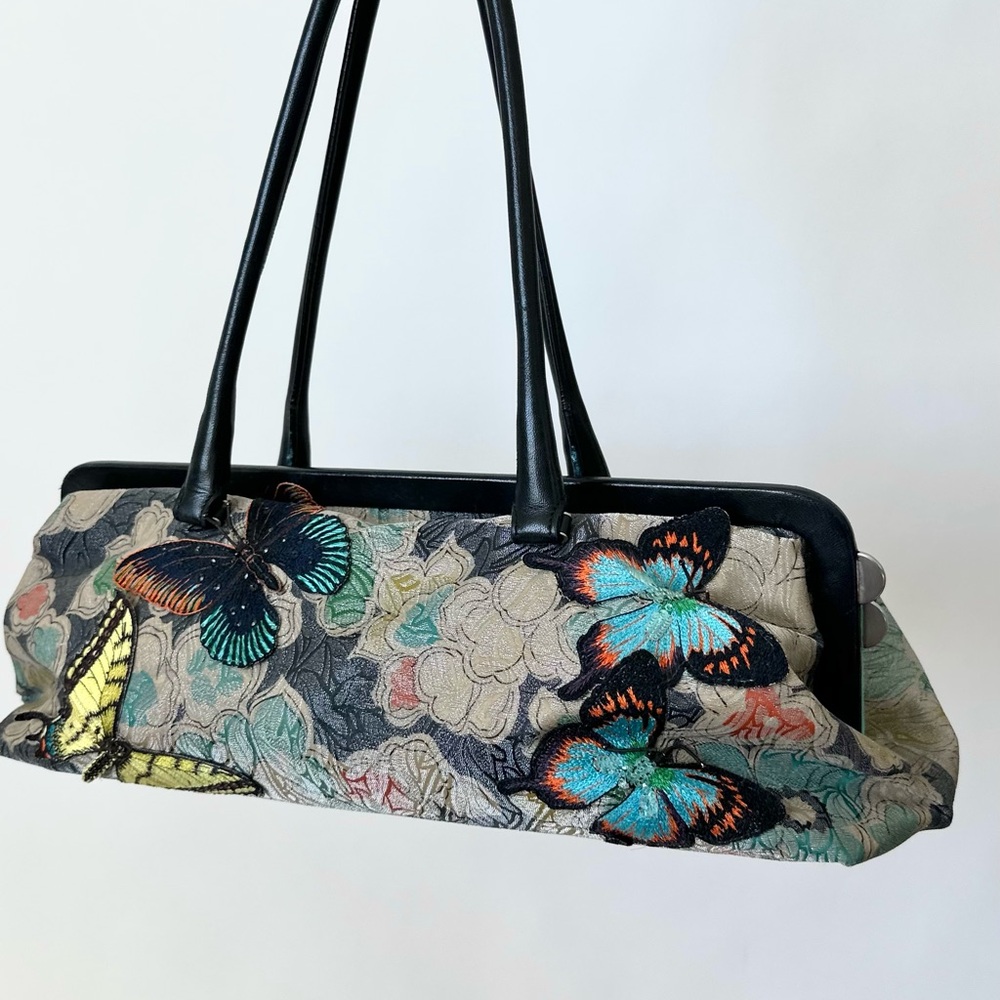 Bottega Veneta Black and Teal Butterfly Shoulder Bag - Picture 5 of 16